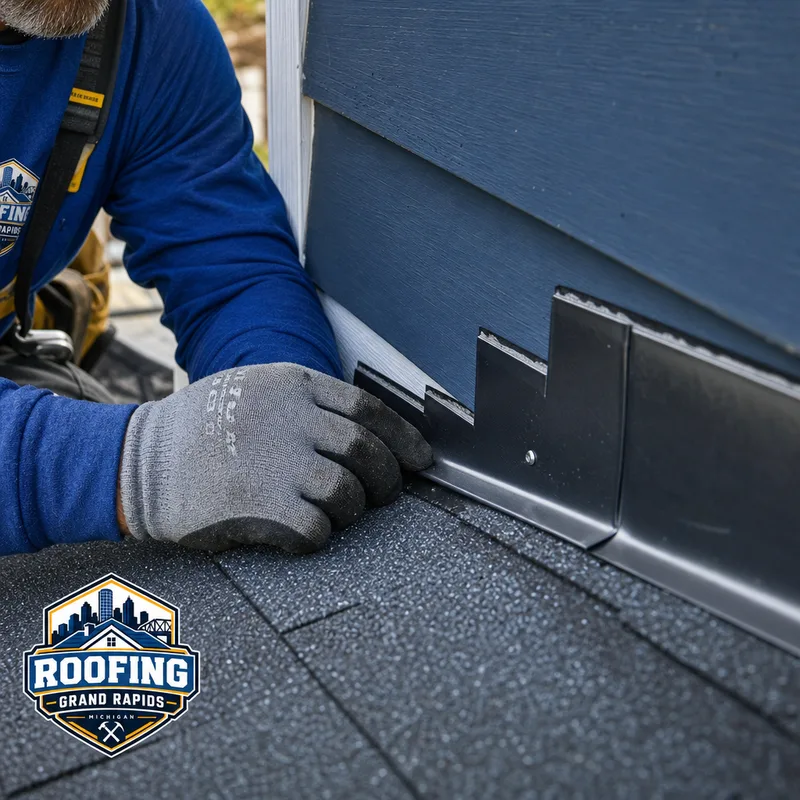 Properly overlapped step flashing integrated with shingles along a roof sidewall